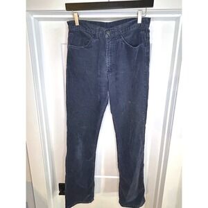 Vintage Levis 519 Corduroy Navy Blue Pants‎ White Tab Slim Straight 30x31 Retro